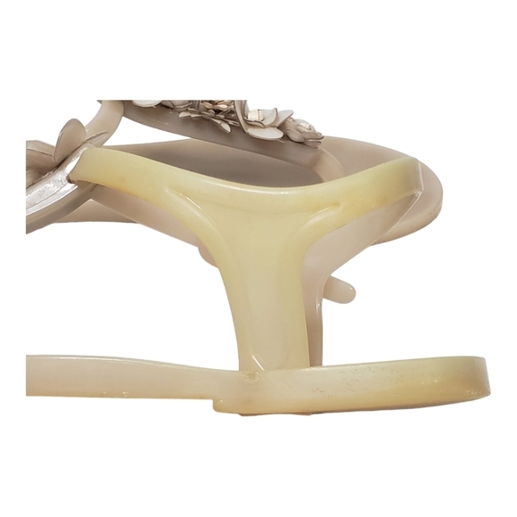 Chanel Camelia Rubber Flat Slingback Sandals SZ 36 Beige - Picture 16 of 16